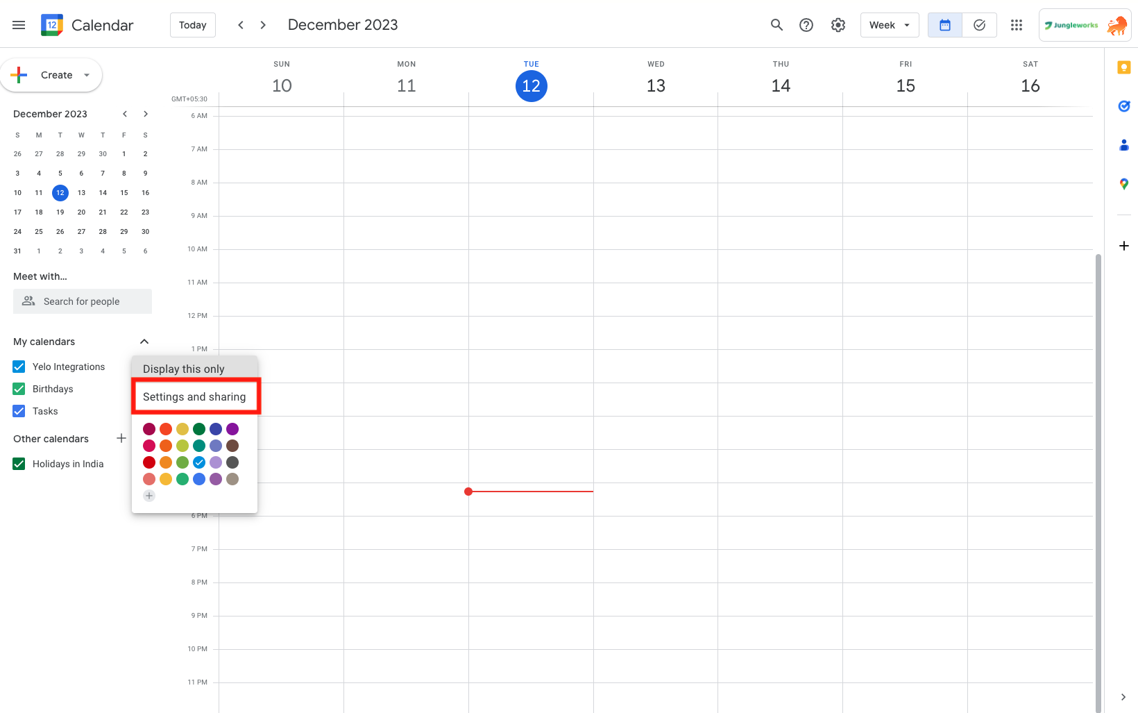 Google Calendar Settings